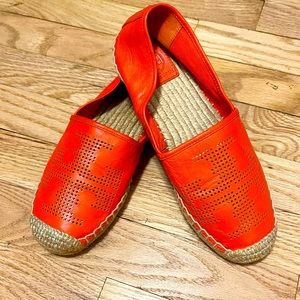 Tory Burch Perforated Logo Flat Espadrilles